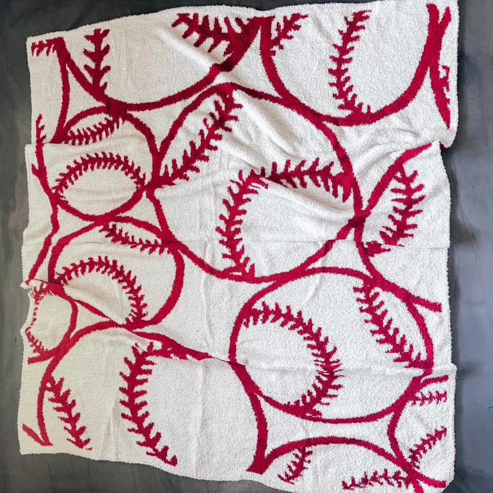 Oversized Baseball Print Blanket
