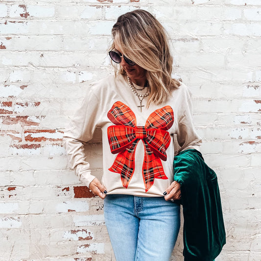 Plaid Bow Long Sleeve