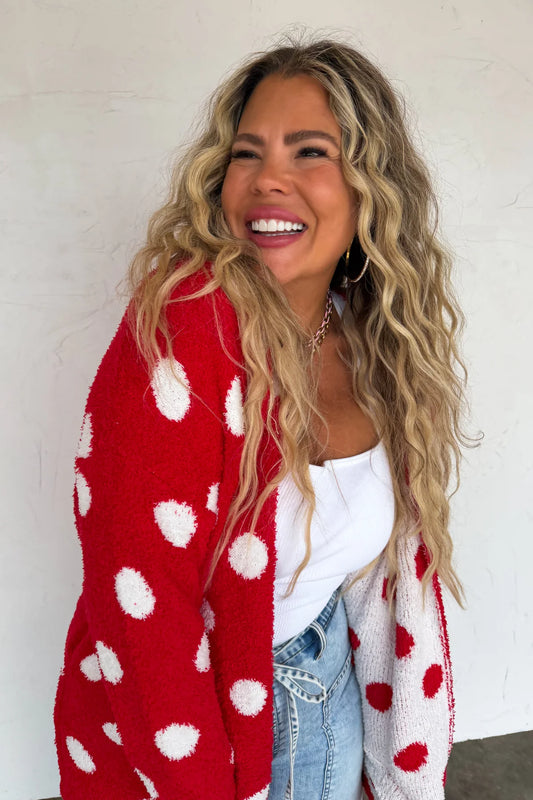 Red Dot Cloud Cardigan
