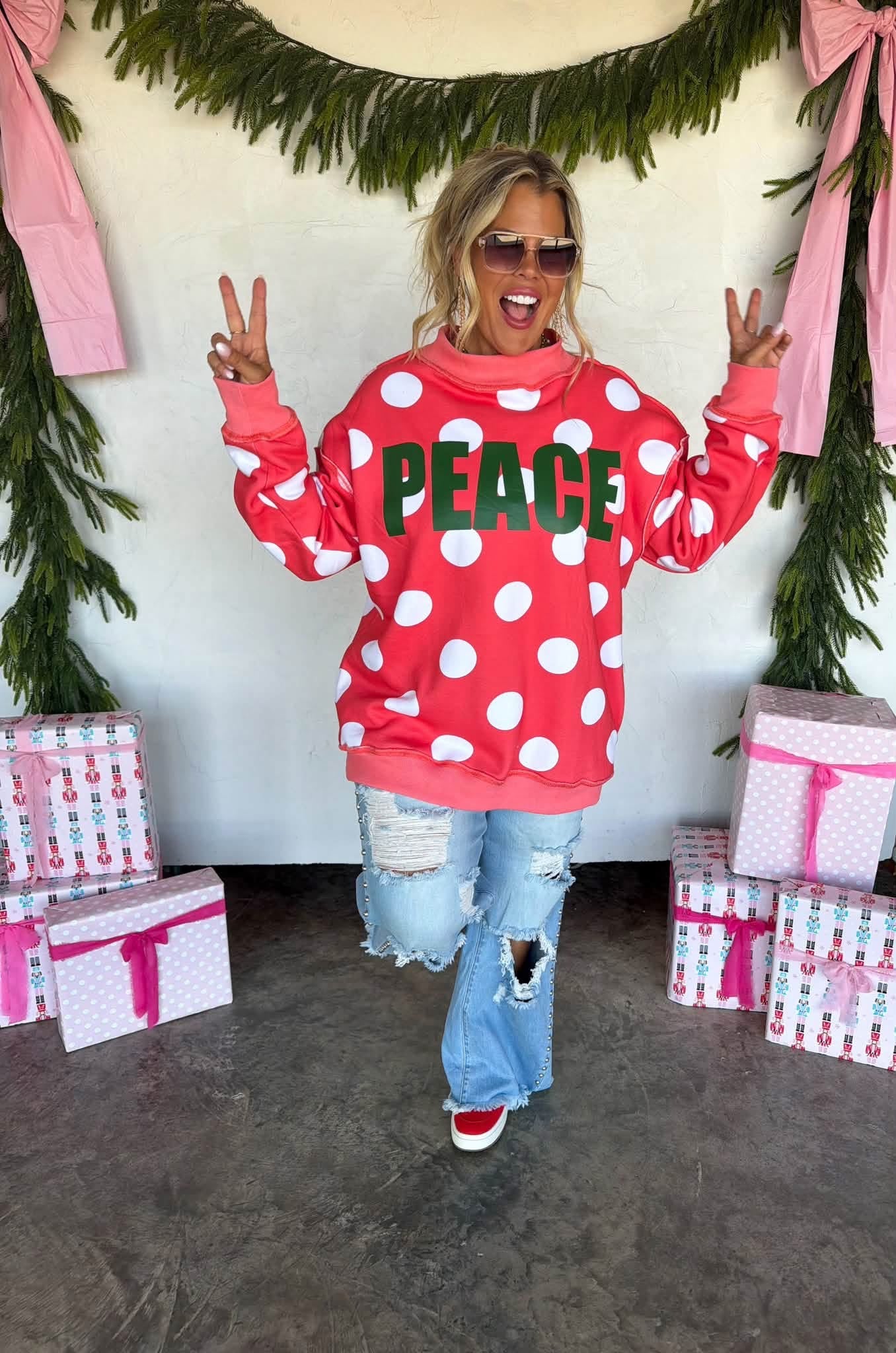 Polkadot Peace Mock Neck