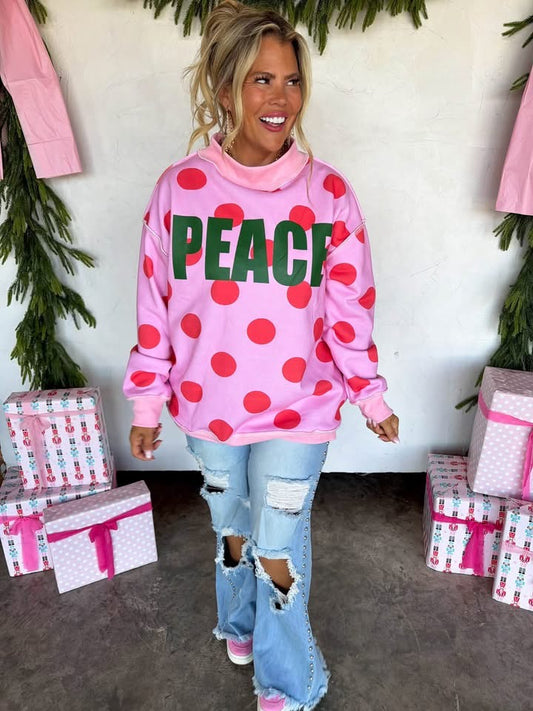 Polkadot Peace Mock Neck