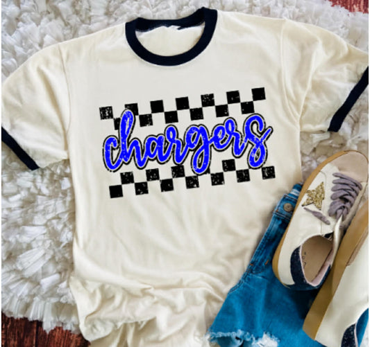 Chargers Checkered Ringer
