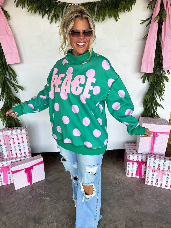 Polkadot Peace Mock Neck