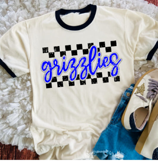 Grizzlies Checkered Ringer