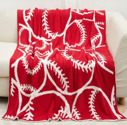 Oversized Baseball Print Blanket