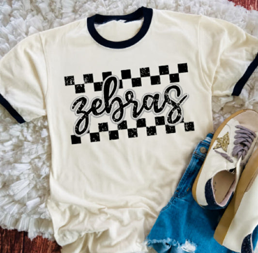 Zebras Checkered Ringer